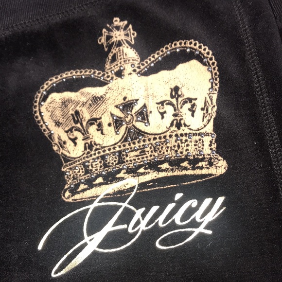 Vintage Juicy Couture Tracksuit set black plush velour & bling - Picture 12 of 16